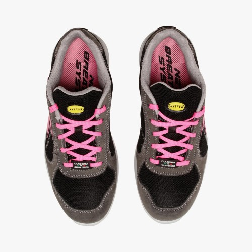 Zapato Diadora Run Net Airbox Low S3 gris-rosa